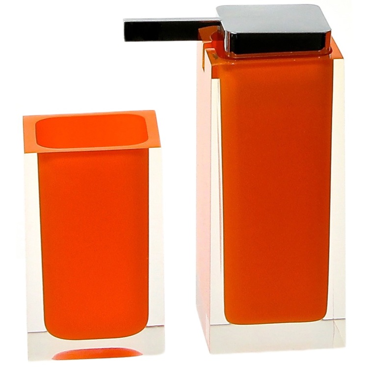Bathroom Accessory Set, Gedy RA680-67, Orange Two Pc. Accessory Set Made With Thermoplastic Resins